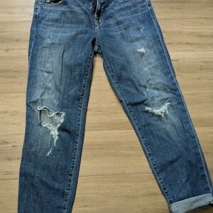 J Brand Boyfriend Blue Jeans with Vintage Distressing
